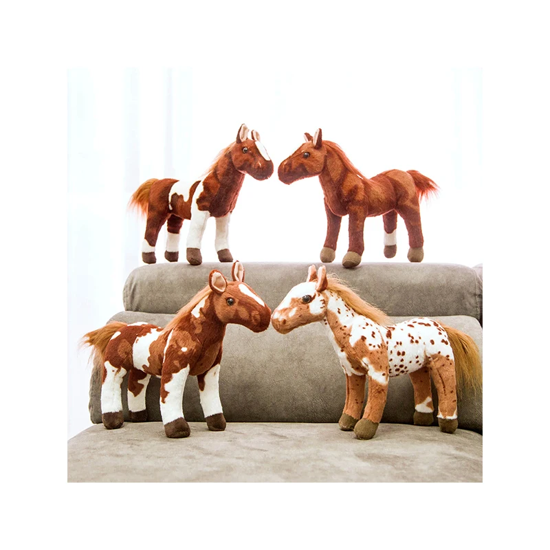 Emulation Horse Stuffed Animal For Home Decoration Lifelike Plush Horse Simulation Brown Horse Plush Toys