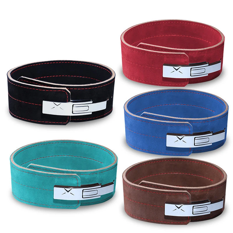 Strength lifting fitness belt squat hard pull four layers of cowhide men and women lifting lever buckle fitness belt belt guard