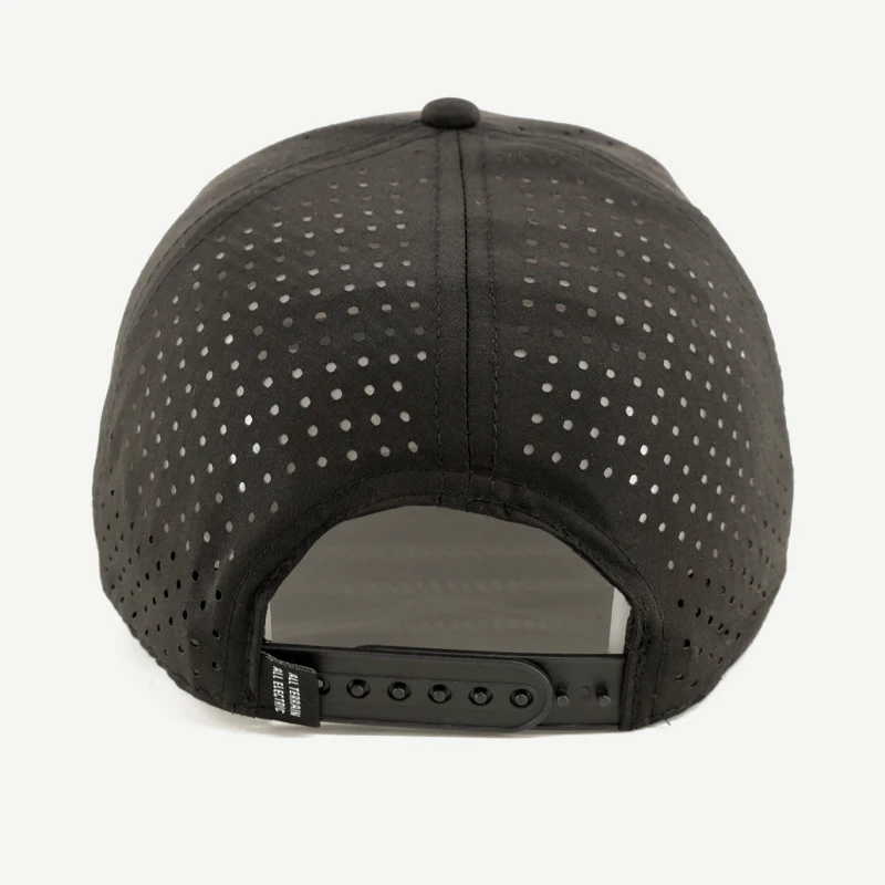 Custom polyester 6 panel leather patch logo laser hole drill perforated golf hat running sports cap for men