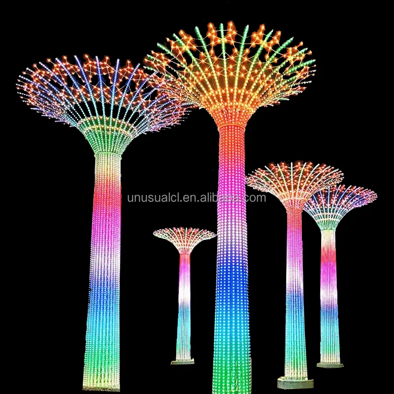 new 3D tower umbrella graft Sculpture RGB tree of life scenery landscape lamp Festival LED string lights outdoor motif lighting