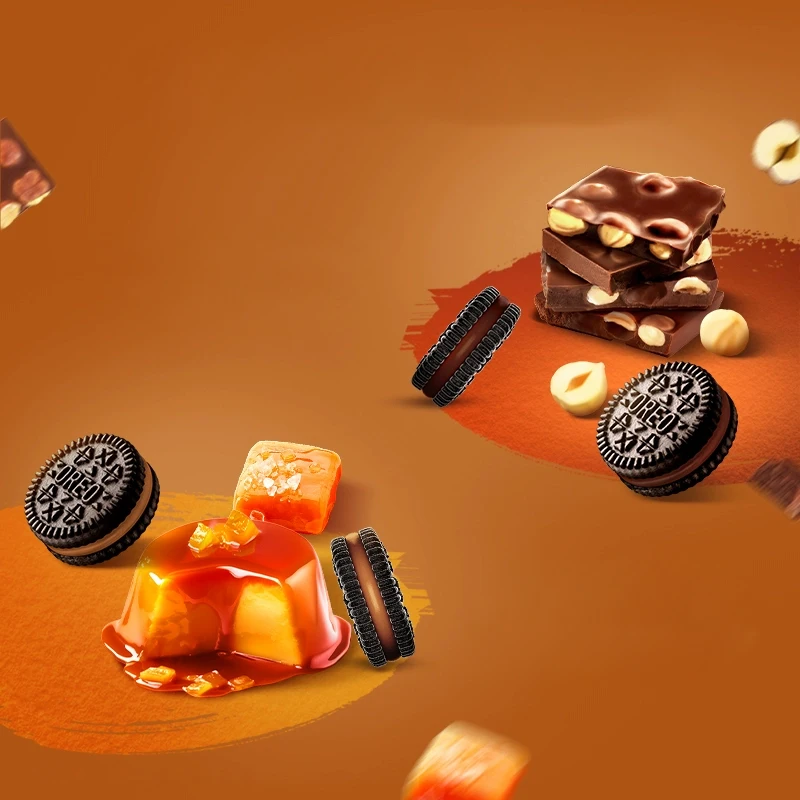 Wholesale exotic snacks biscuits new flavors of mini sandwich cookies caramel flavored/hazelnut chocolate flavored cookies 120g