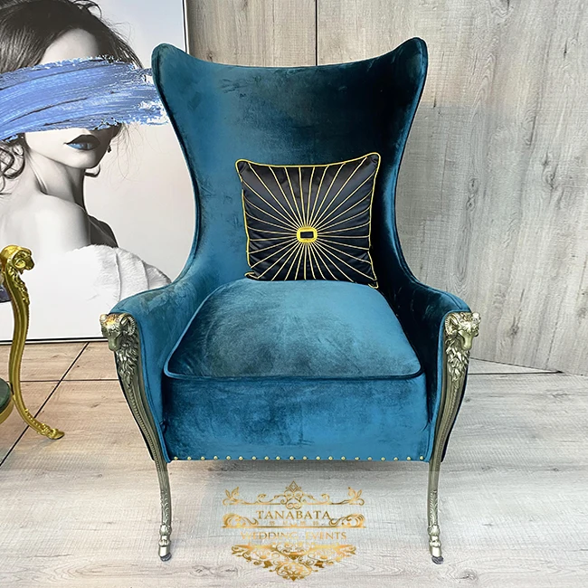 
luxury hotel living room velvet high back lounge chair modern leisure chairs 