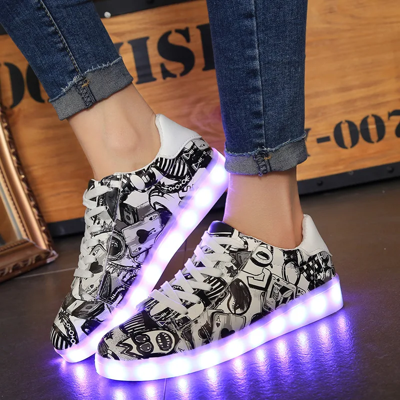 Colorful Light For Lovers Led Shoes Running Charging Men And Women Board