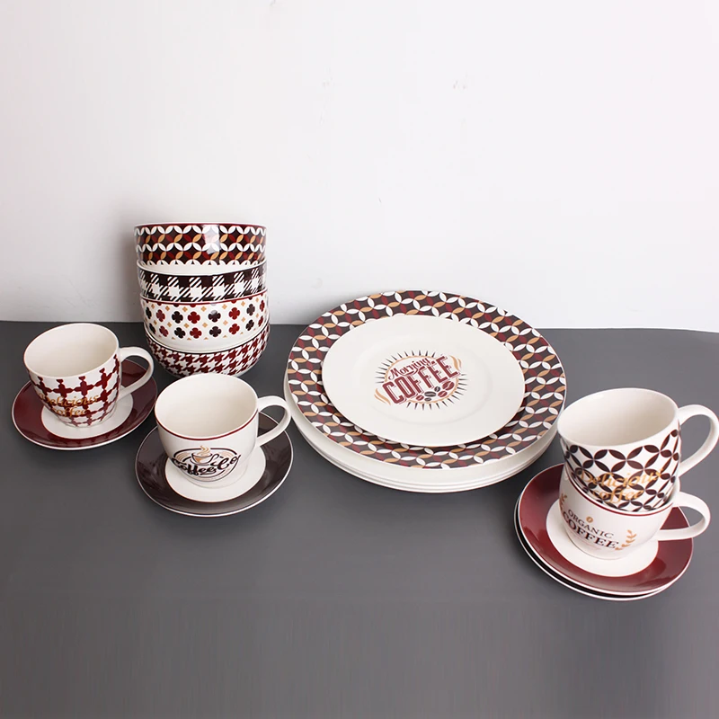 Antique Chinese Custom Luxury Fine Bone China Dinner Plate Set with Gold Rim Porcelain Dinnerware Set