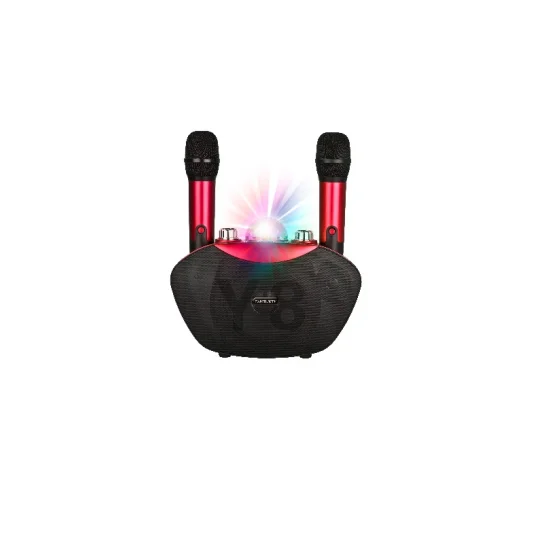 KTV Portable Karaoke Y-8 Blue tooth Bass Sound Great Quality Family Wireless Speaker With Dual Microphones Owl Speaker Set
