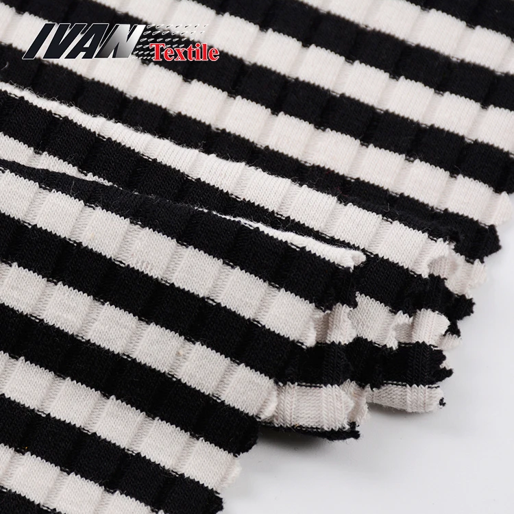 High quality  CVC Spandex 7*3 Rib Yarn Dyed FOR SWEATER