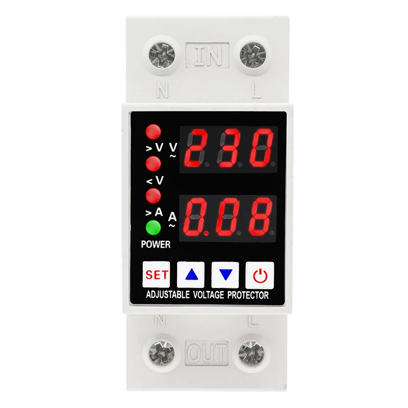 230V-300V 40A 63A Din Rail Adjustable Overvoltage Undervoltage Electric Current Voltage Protector Relay