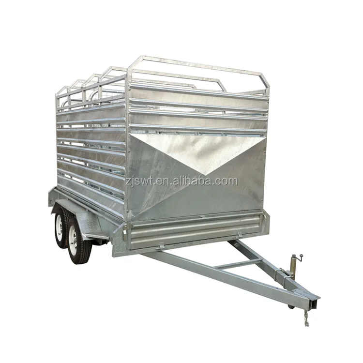 Practical hot-dip galvanized 12x6 cattle crate trailer for transporting cattle, sheep and pigs