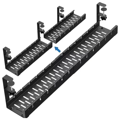 Different Types Perforated Flexible Drill Free Under Desk Cable Management Tray Belt Clamp With Accessories