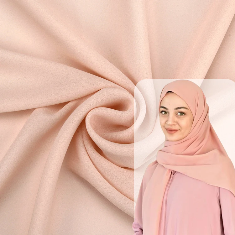 Factory Wholesale Jubbah Burkas Abaya Chiffon Fabric Free Sample Muslin Gown Fabric Polyester Crepe Chiffon Fabric