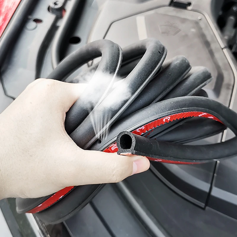 D-Shape Car Door Rubber Seal Strip,Black Automotive Weather Stripping with Self-Adhesive to Reduce Noise and Water-Leaking