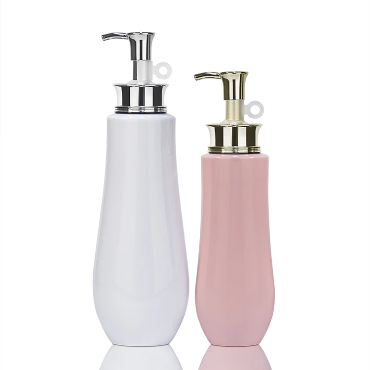 Luxury 300ml 500ml 700ml unique elegant lady pink shower gel body gold pump empty cosmetic packaging shampoo bottle