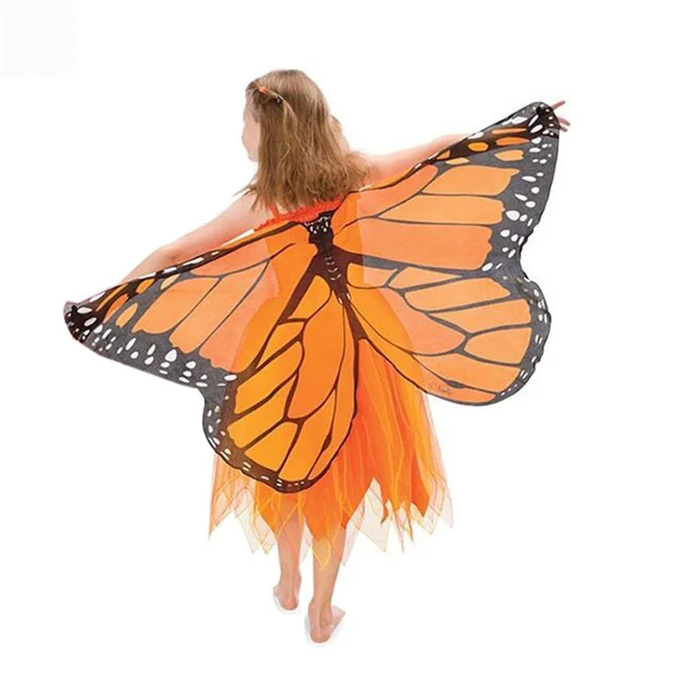 Factory Wholesale Wings Fairy Butterfly Cloak for Kids Stage Performance Costumes Halloween Children Girl Butterfly Dress Up