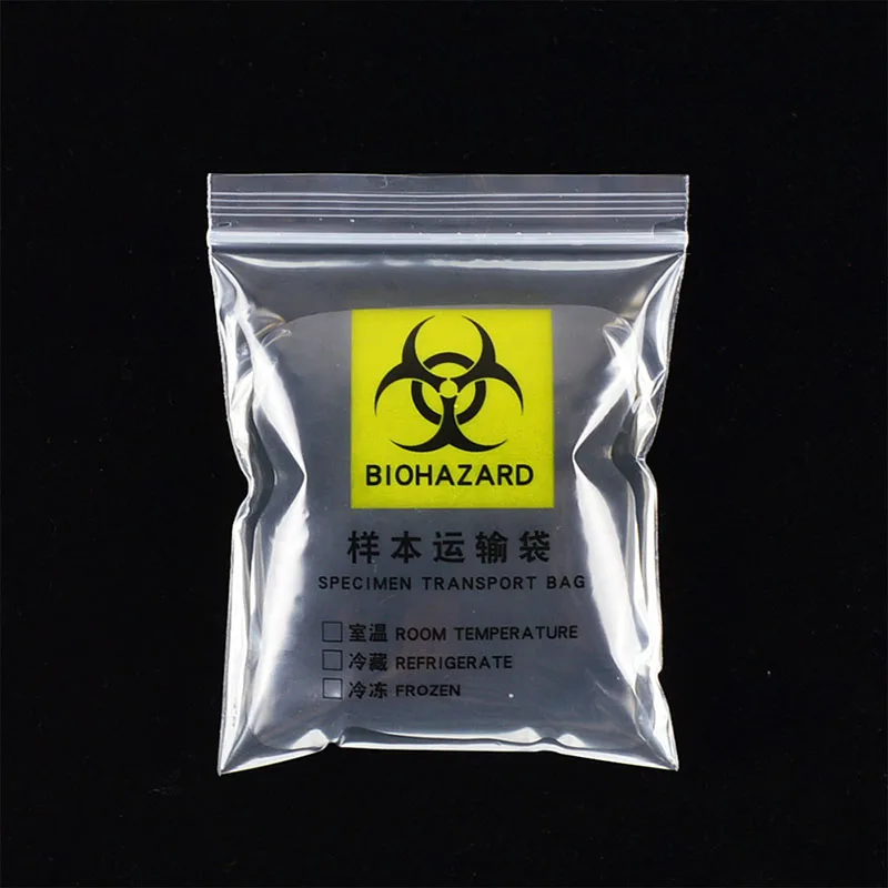 Customized Biohazard Specimen Kangaroo Bag Resealable and Zip Lock Transportation Collection Plastic Bags for Laboratory Use