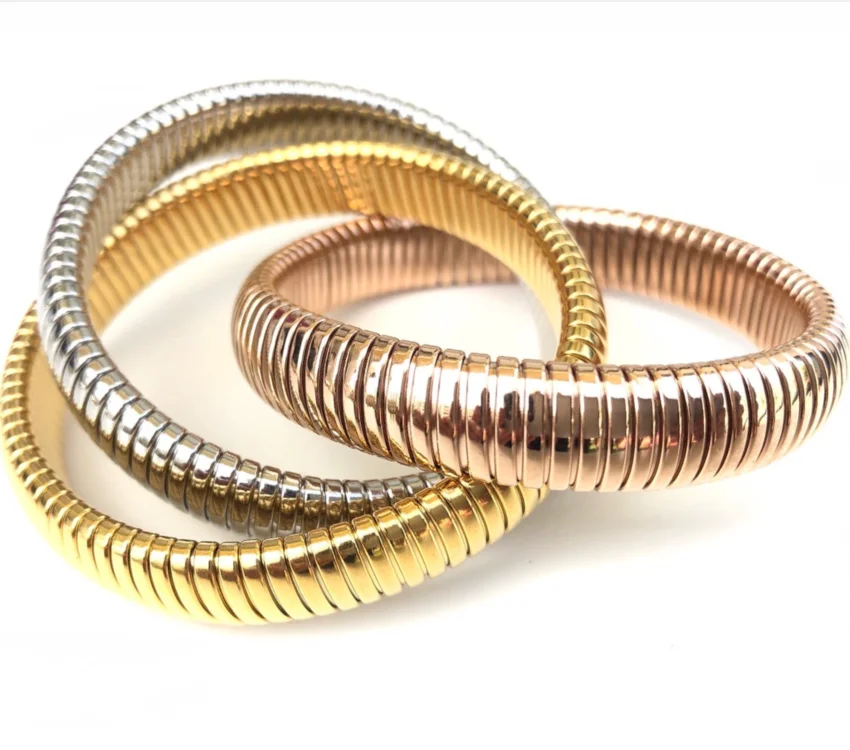 Factory Wholesale Trio Flexible Bracelet Stainless Steel Men Women Stacking Bracelet Interlocking Stretch Triple Bangle Bracelet