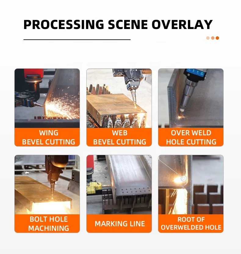 3d Five Axis Angle Bevel Cut Cnc Tube Fiber Laser Cutter 12kw 15kw 20kw 30kw High Power Channel Steel Beam Laser Cutting Machine