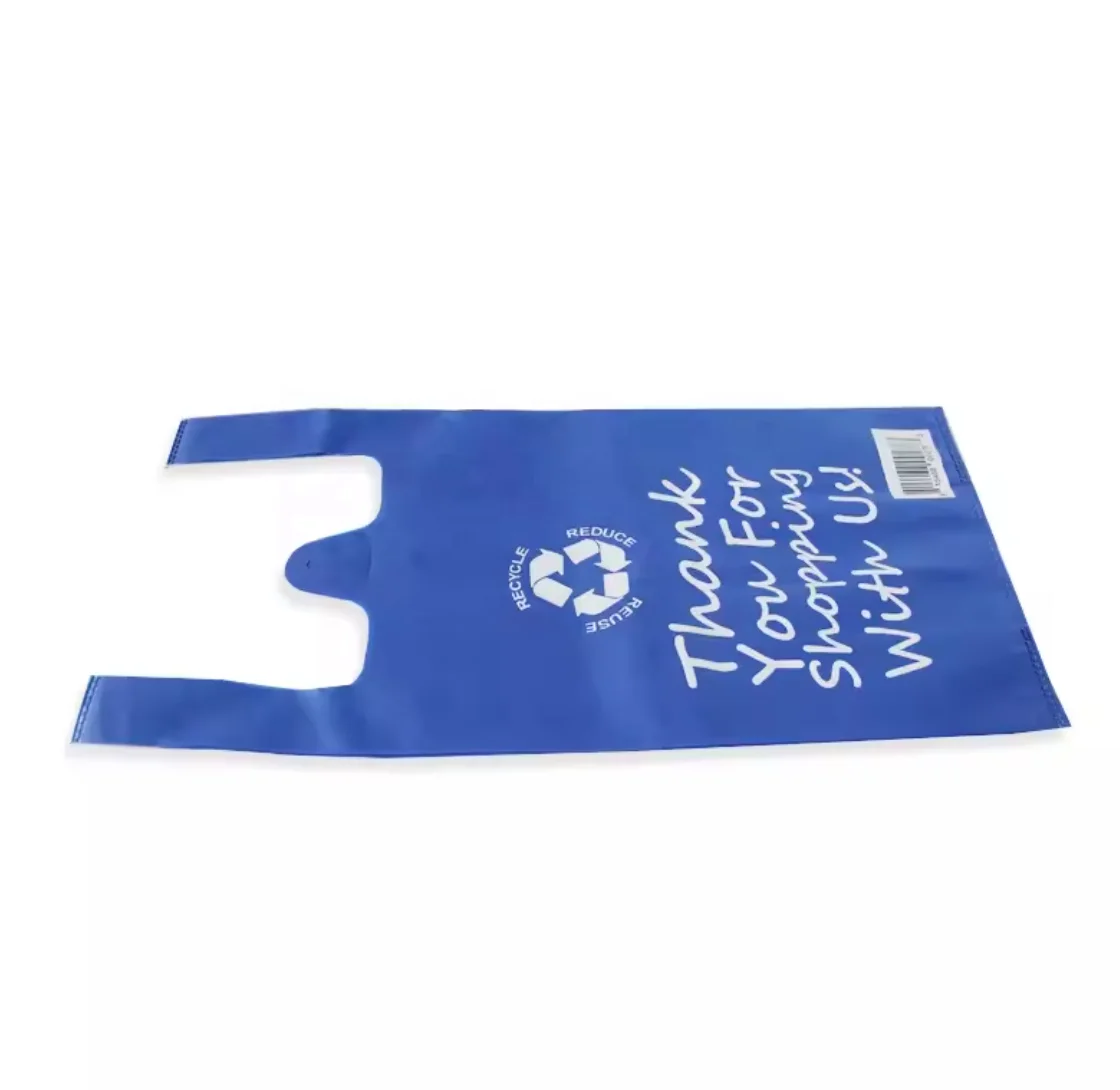 Thank You Grocery Meat Bags Custom Eco Heavy Duty Nylon Foldable T Shirt Bag Supermarket Bags Support Customization