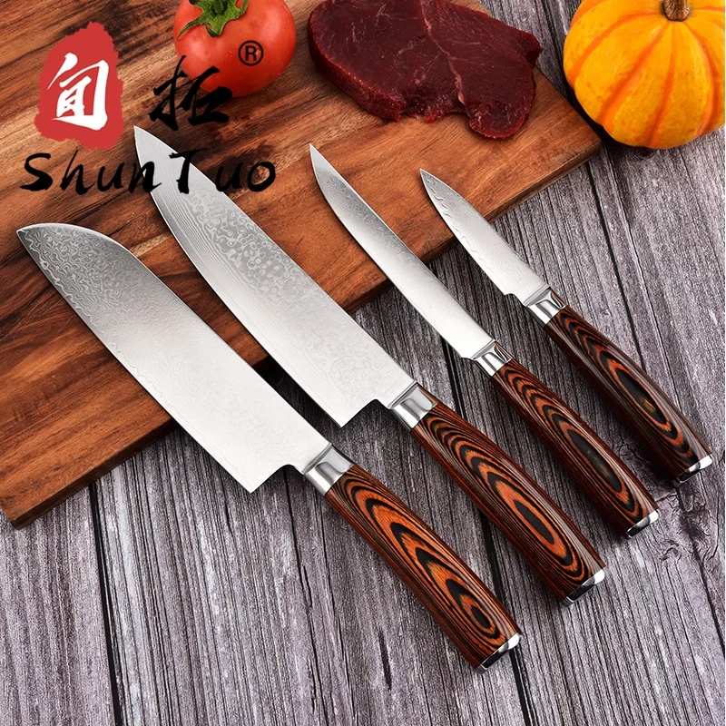 Кухонный набор с японским Дамасским ножом 8 дюймов и лезвием из дамасской стали