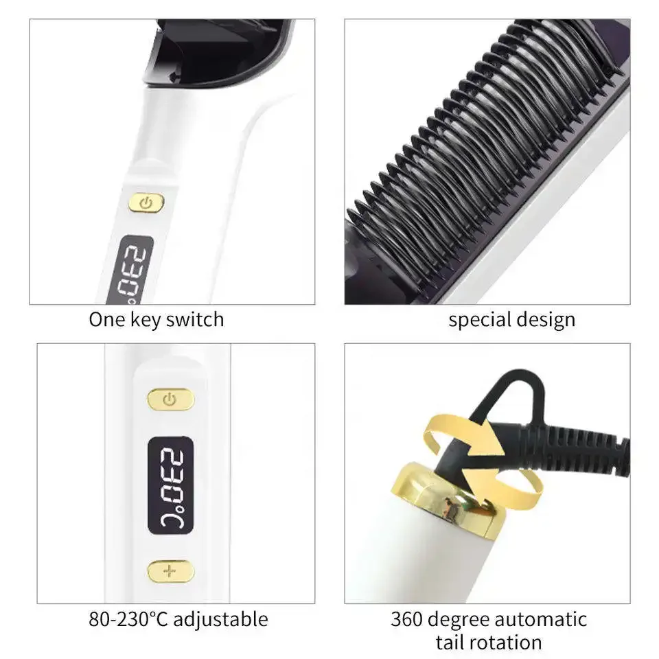 OEM LOGO Multi-function portable Styling Combed hot comb straightener electric hair straightener enzo brush/Beard styling comb