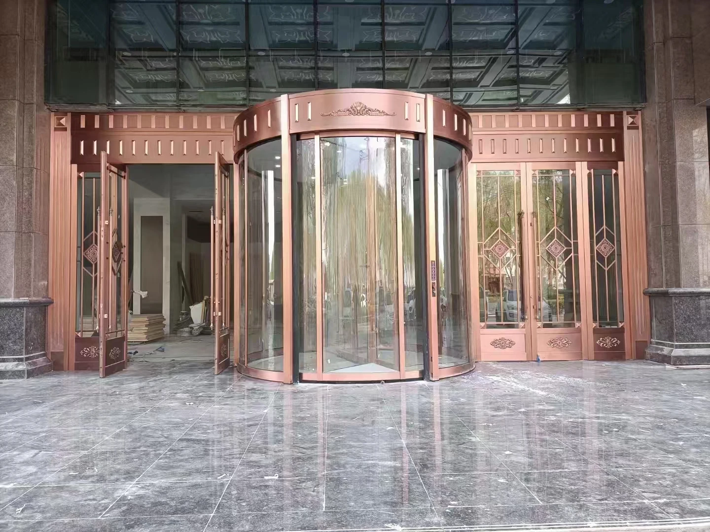 Professional Large Rotating Glass Door Inductive Sensor Revolution Aluminum Automatic Revolving Door