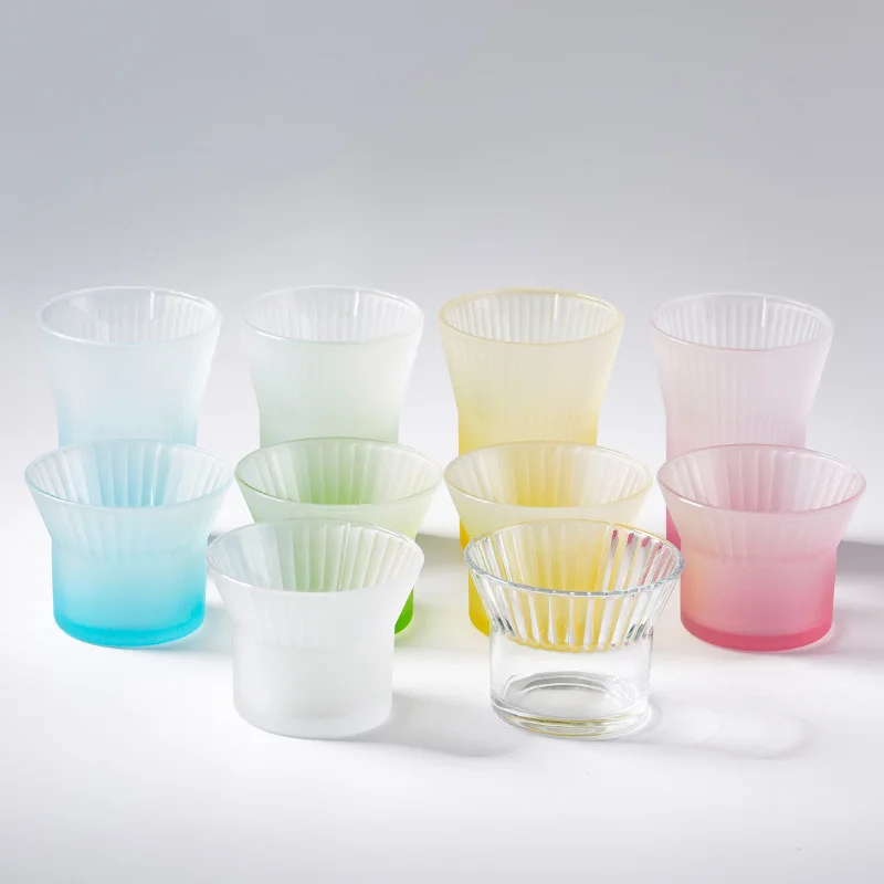 NEWELL Blue Green Pattern Glass Light Luxury Ear Hanging Coffee Cup Cold Drink Tea Cup Niche Household Drinking Cups