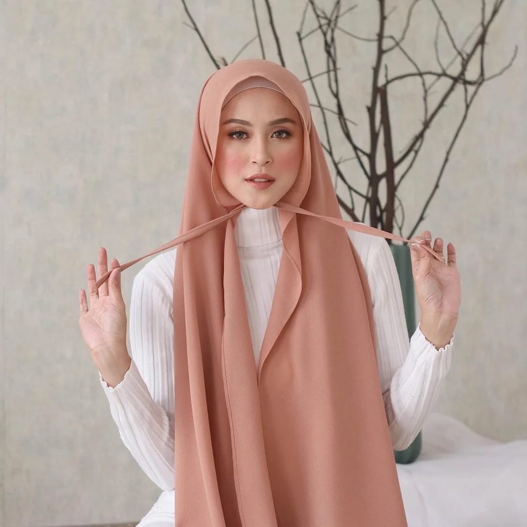 2021 new popular design hijab high quality adjustable tie tudung malaysia shawl heavy stretchy instant chiffon hijab