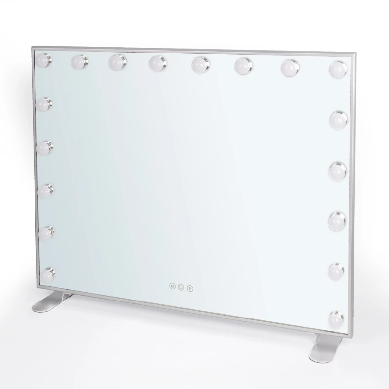 3 Colors Lighted Hollywood Style Mirror Vanity Princess Mirror to Makeup Square Crystal Silver Round Pocket Mirror Led