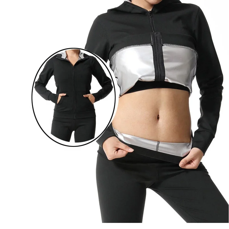 Women Sauna Suit With hoodies Body Weight Loss Gym Sweat Thermal Clothes Workout Sauna Jacket Pants