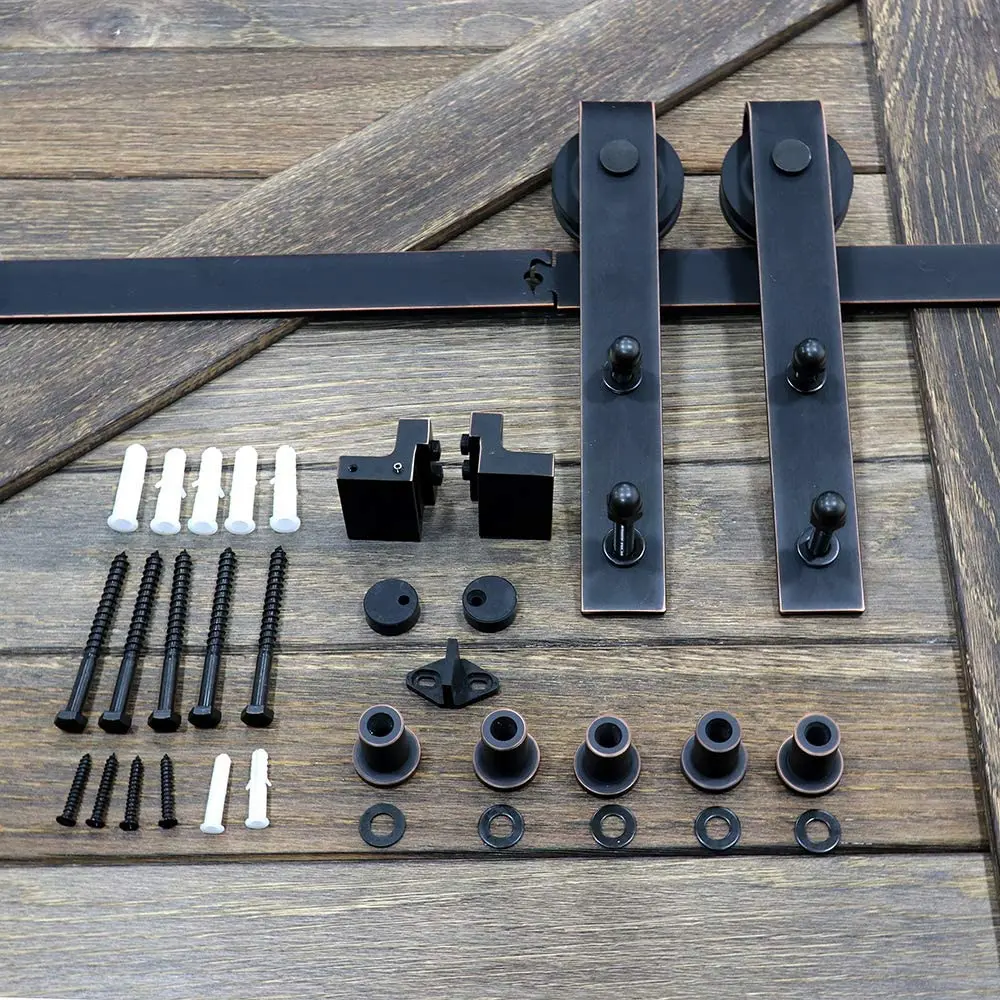 Customized Classic Carbon Steel Sliding Barn Door Hardware Kit For interior sliding door fittings