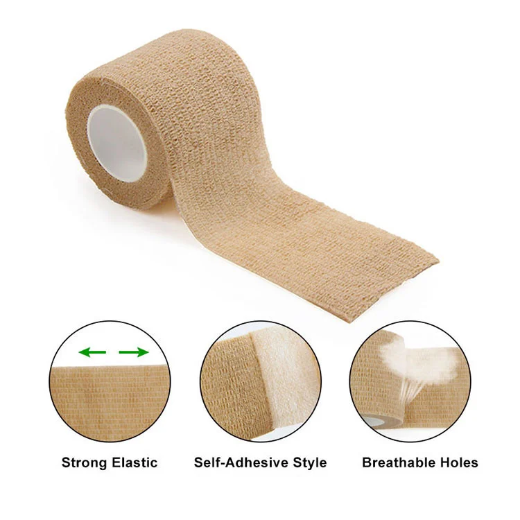 WinFair Wholesale Non Woven Sterile Flexible Fabric Hydrocollic Self-Adhesive Bandages Wrap Tattoo Grip Camo Cohesive Bandage