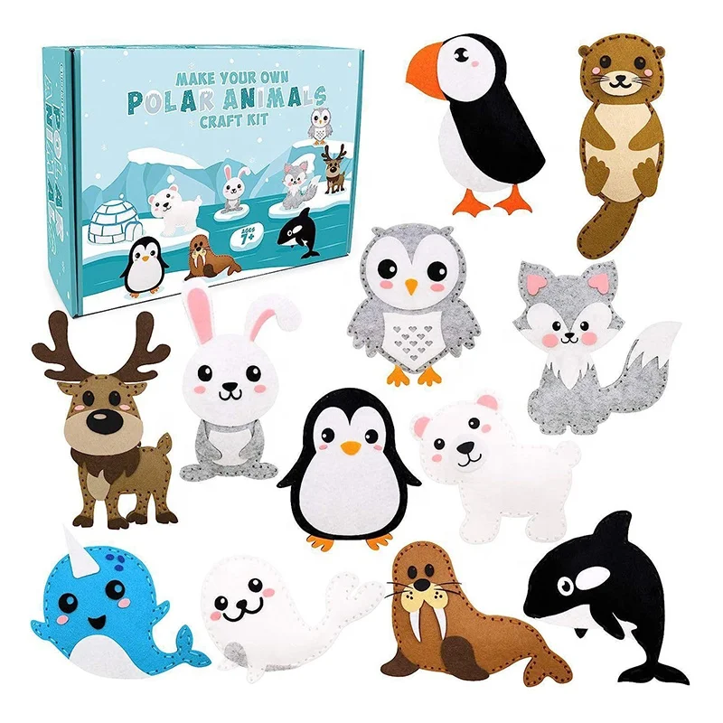 New Arrival Early Educational Diy Wool Felt Christmas Zoo Felt Kid Felts Craft Animals Sewing Diy Toy