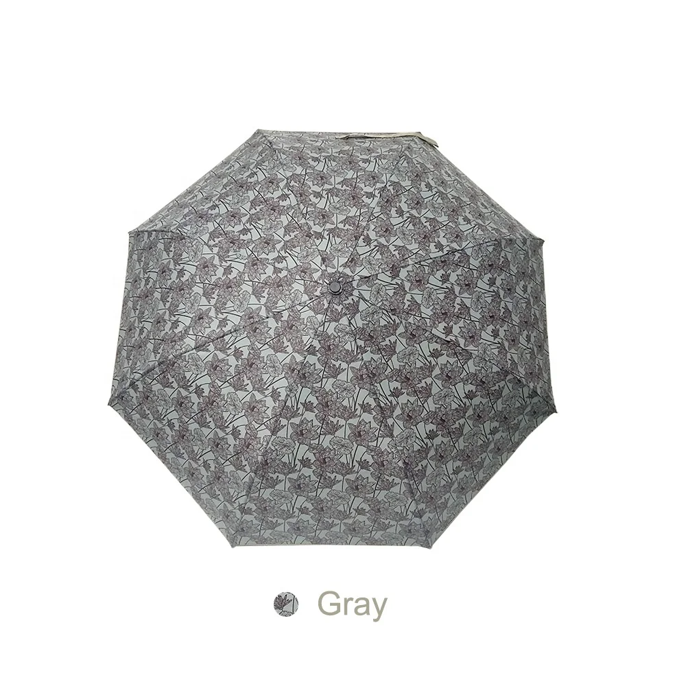 Lotus Flower Pattern Fabric Fully Automatic Three Folding Umbrella With Customized