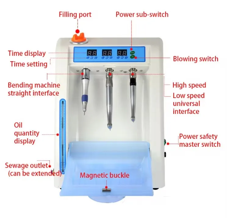 Интеллектуальная турбина высокоскоростная низкоскоростная машина для очистки и обслуживания масляной смазки Стоматологическое смазочное устройство