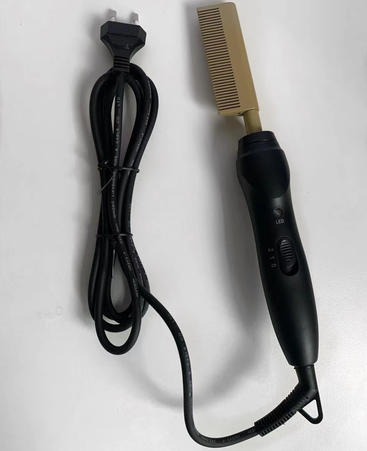 Оптовая продажа индивидуальная этикетка медная электрическая расческа высокотемпературный выпрямитель для волос блестящая вьющихся