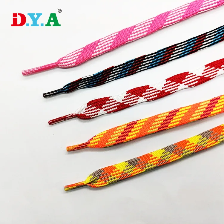 High Quality Custom 100% Polyester Braided Flat Shoelace with Transparent Plastic Tips