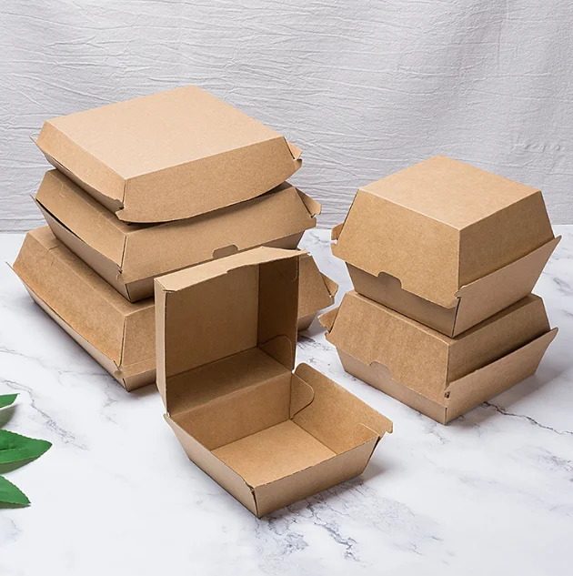 Disposable Kraft Paper Boat Tray Brown Takeaway Bag Paper Bowl Fast Food Container Hot Dog French Fries Packaging Burger Box