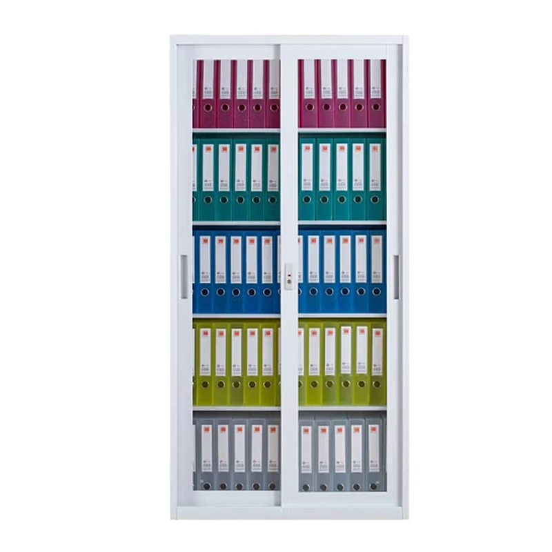 Office Steel Sliding Door Cupboard Filing Cabinet Design Office Cupboard Steel 2 Glass Door Metal Cupboard Storage
