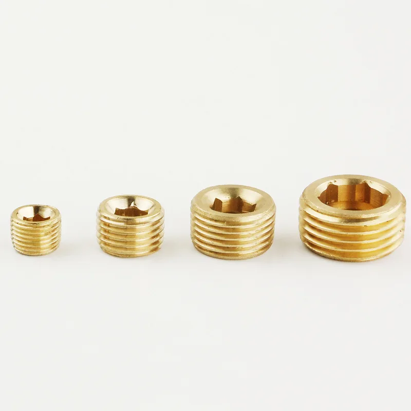 Brass internal hex thread socket male plug cooling line hex socket plug brass pipe fittings