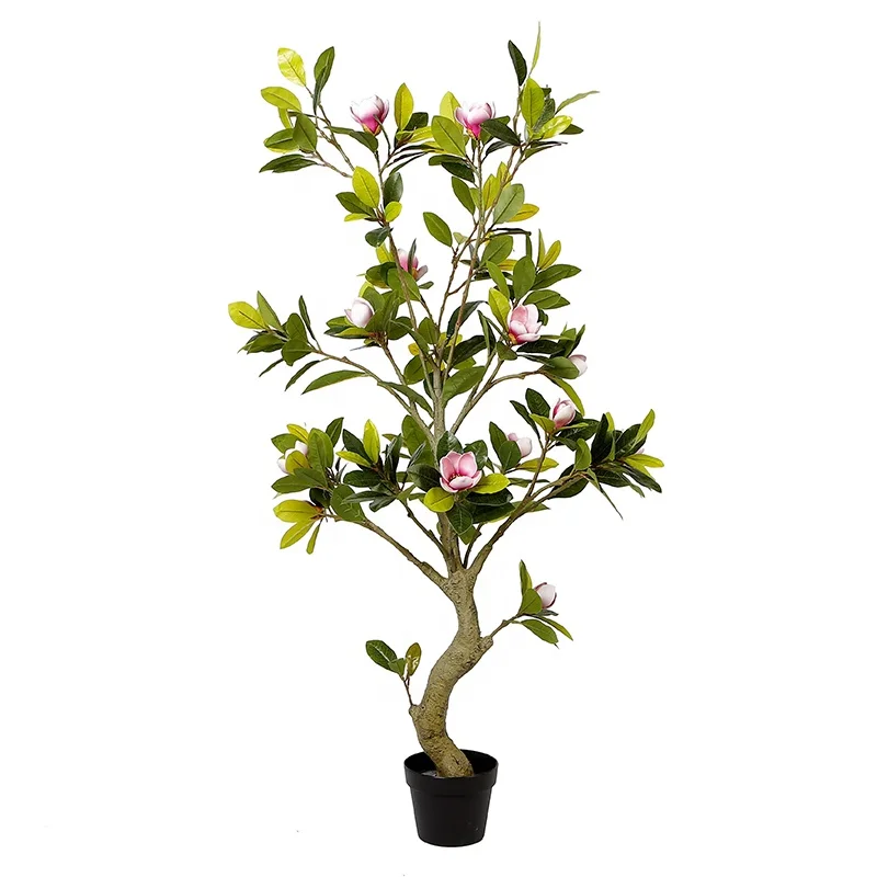 150cm artificial plant with flowers Chinese style home decoration potted artificial magnolia tree