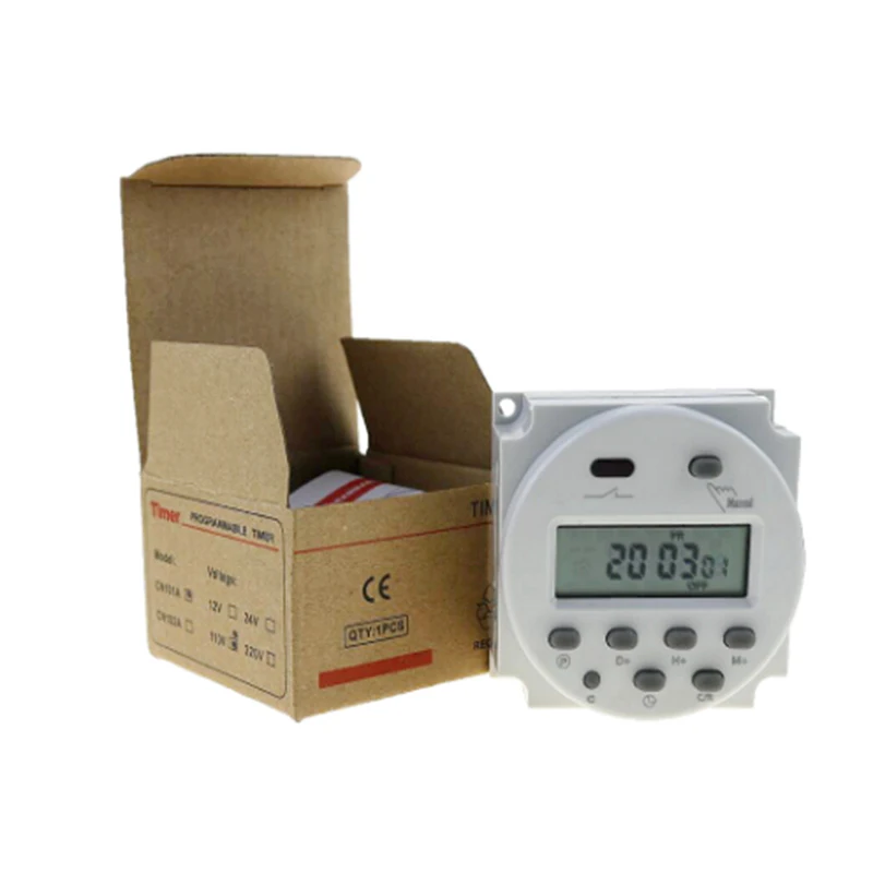 DC 24V Digital Round LCD Power Programmable Timer Time Relay 16A Switch Support 17-times Daily Weekly Program CN101