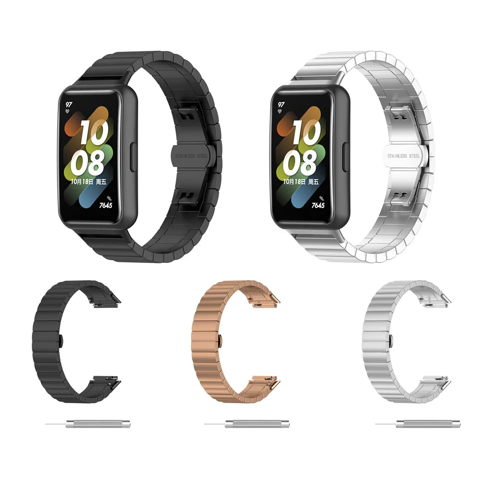 Luxury Metal Stainless Steel Strap for Huawei Band 7 6 Pro One Link Smart Watch Bracelet Band