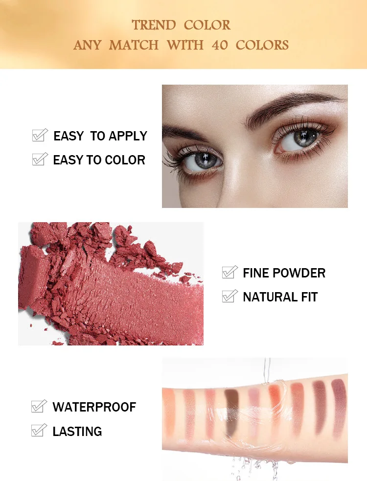 40 Colors Custom Logo Eyeshadow Pigment Earth Color Pearlescent Matte Eye Shadow Private Label Eyeshadow Palette