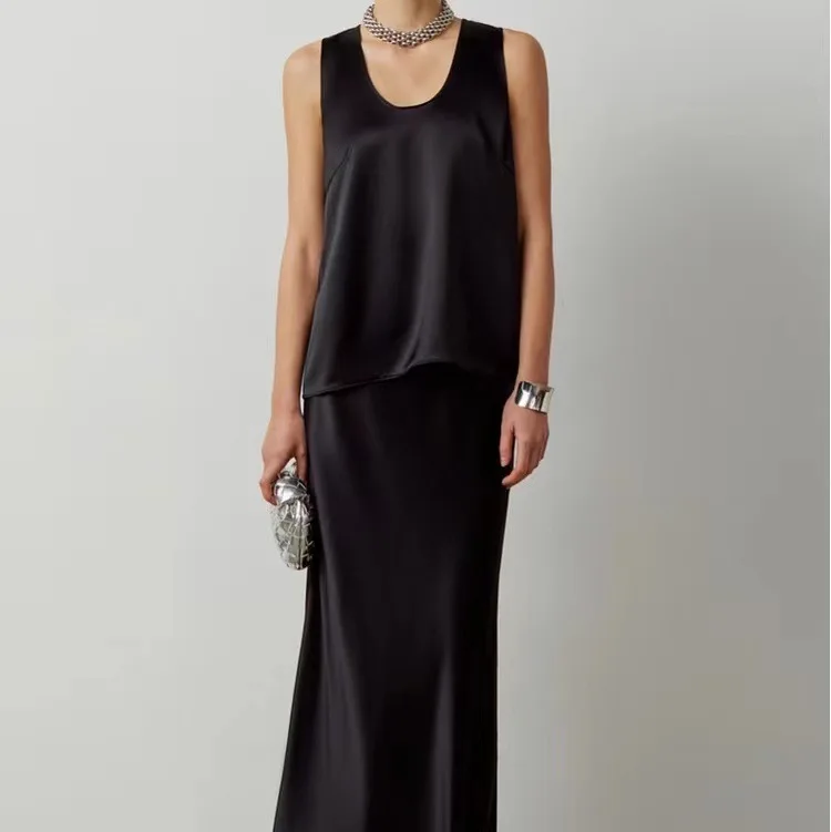 Sample Available Black Women Vest Breathable Silky Comfort Summer Vest For Women