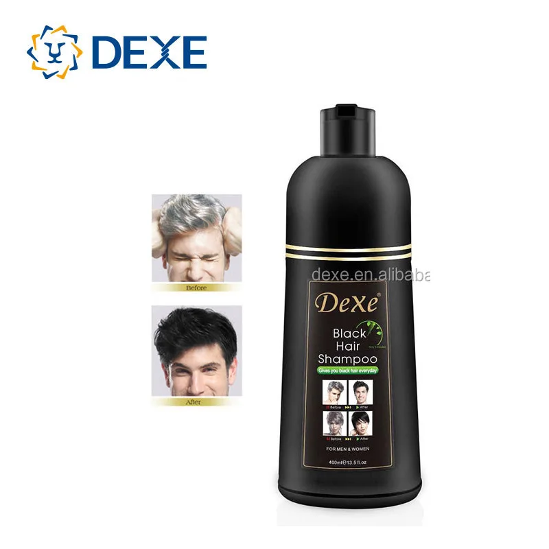 Dexe Wholesale OEM Organic Non Allergic Color Hair Dye Shampoo Fast Grey Hair Coverage Black Hair Shampoo 400ml 420ml 500ml