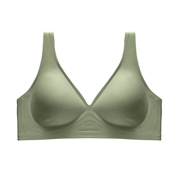  Free Sample Thin Cup Soft Jelly Strip Seamless Underwear Ladies Plump Bra XL Invisible Push Up