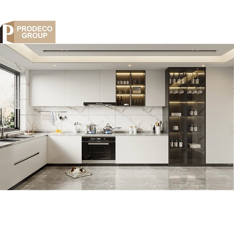 Prodeco Мебель Hpl кухонные шкафы Foshan раковина с полкой для проекта