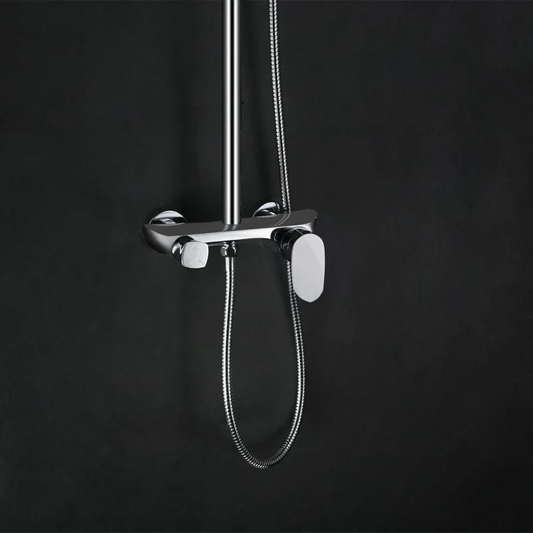 VIGA Bath Shower Column Set Brass Chrome Round Bathroom Shower Mixer