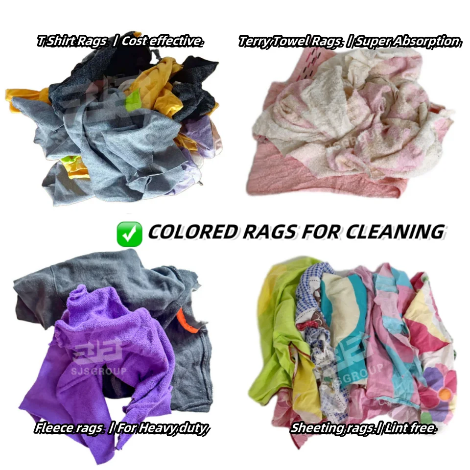 High Absorbency Colored 10kg Mixed Rags 25kg Cotton Cleaning Cloth Used Cut Clothing T Shirt