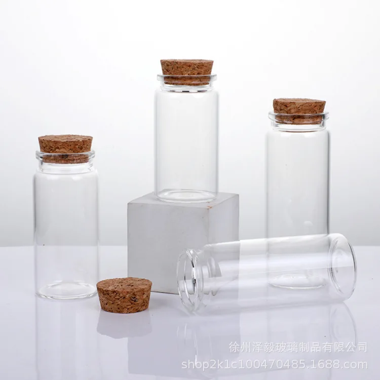 Stock Glass Bottles in 1ml 2ml 3ml Sizes with Cork Mouth for Wishing Drifting Hanging Bottle Applications