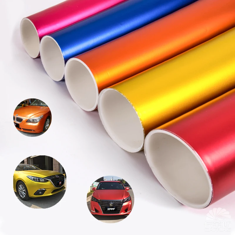 Carlas Водонепроницаемая растягивающаяся воздушная пузырьковая Бесплатная матовая Хромированная Металлическая Автомобильная виниловая декоративная наклейка